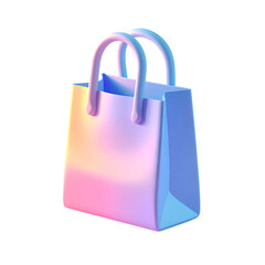 A stylized, vibrant shopping bag with a gradient of pastel colors