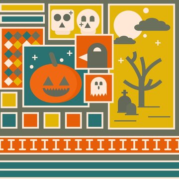 Mid Century Modern Halloween Geometric Pattern