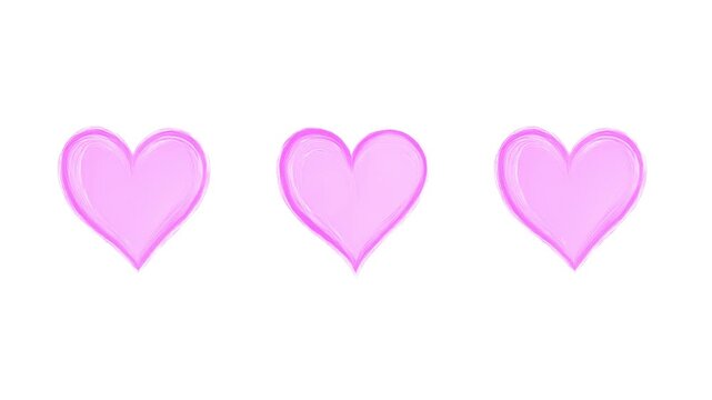 Pink Hearts Decorative Horizontal Border on White Background Description: A row of soft pink 3D hearts forming a horizontal pattern against a clean white background. This romantic visual element is pe