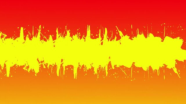 Vibrant Yellow and Red Abstract Paint Splatter Background Description: A fiery horizontal paint splash divider featuring yellow, orange, and red tones. This warm and intense graphic element is perfect