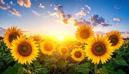 Obraz premium Sunflowers at sunset (1)