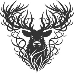 Silhouette of a elk head vector illustration