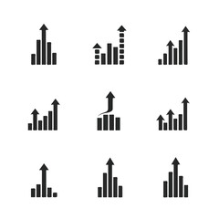 Rising bar charts showing growth and progress on a clean white surface, representing financial success and positive trends in business and economics.