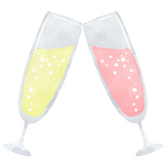 水彩風に描いたスパーリングワインのイラスト