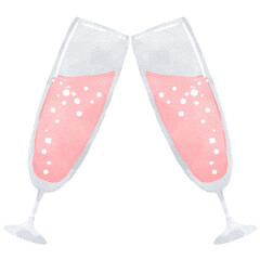 水彩風に描いたスパーリングワインのイラスト