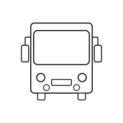 Clean line drawing of a bus ready to hit the road, transport design, modern transit, simple icon, travel concept, urban life, perfect for graphic projects