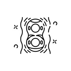 Abstract Black Line Art Symbol with Concentric Circles and Dots on Transparent Background Minimalist Geometric Design