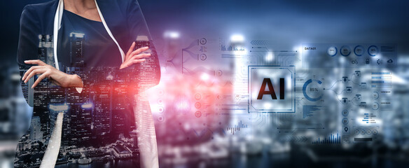 A futuristic AI dashboard for business intelligence. This platform showcases advanced data analytics, processing complex information into visual charts and graphs for strategic insights. Fermion