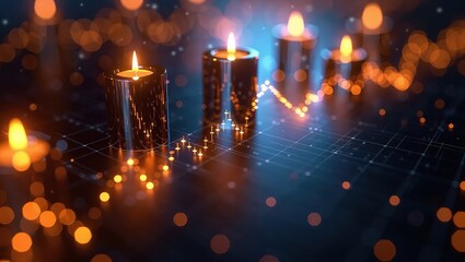 Abstract Background with Candles and Bokeh Lights.