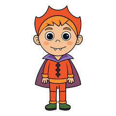 Cute Cartoon Boy Character with Halloween Costume Set
