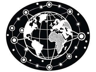 Vector art of global network connection with world map