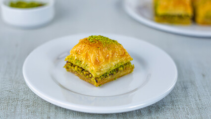 Delicious Baklava on White Plate