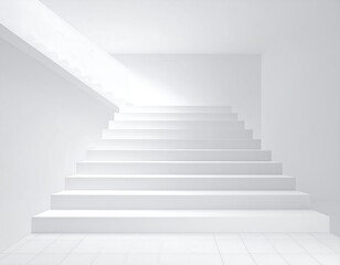 Abstract white stairway leading to light