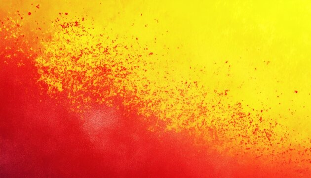 The illustration shows a blend of red and yellow hues, featuring a textured gradient effect and scattered particles throughout the image.