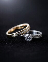 Two elegant rings, gold and white, with diamonds