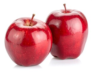 Two red apples against a white background