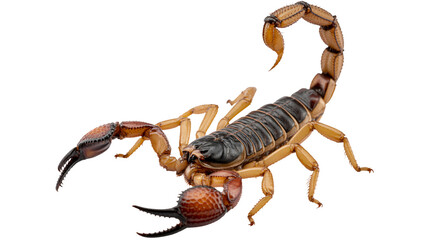 Intense scorpion poised for action with sharp claws and segmented tail