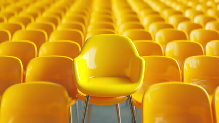Business Concept of Individuality Highlighted by Yellow Chair Standing Out