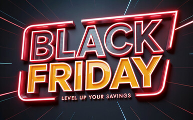 Naklejka premium Red Neon Black Friday Sale Graphic
