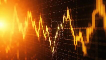 Glowing Orange Financial Stock Market Chart Background.