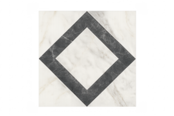 White and black marble geometric diamond tile pattern