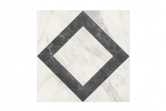White and black marble geometric diamond tile pattern