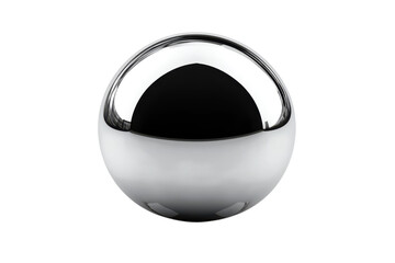 Chrome sphere reflects light in a studio setting creating a modern and minimalist aesthetic design element on transparent background