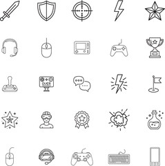 Fototapeta premium Gamer and Esports Competition Line Icon Set