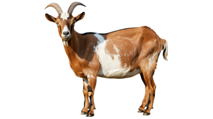 Majestic goat with impressive horns stands proudly