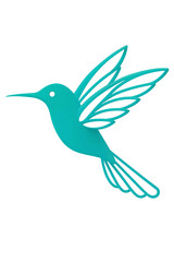 Obraz premium Stylized turquoise hummingbird in flight with detailed wings and tail isolated on transparent background