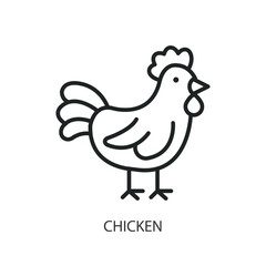 Obraz premium Chicken thin line vector icons.