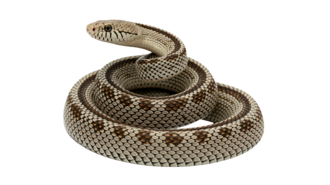 Intricate snake coils with detailed scales and alert gaze