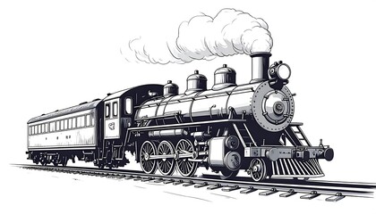 Vintage steam train illustration