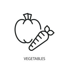 Vegetables thin line vector icons.