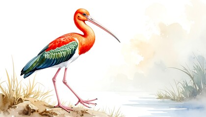 Watercolor illustration of a bird
