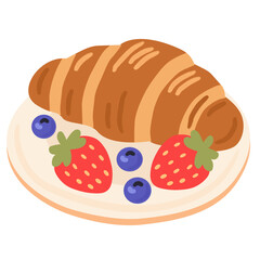 Croissant Breakfast in Flat Style for Café Menu Design