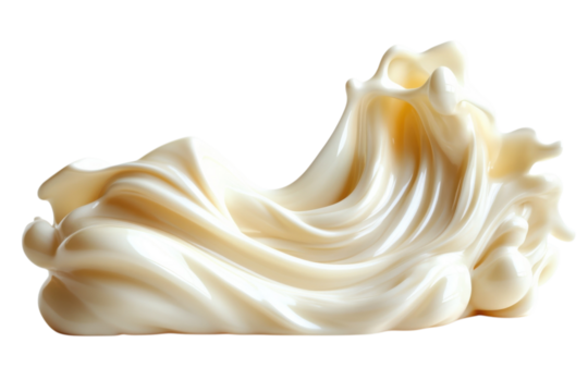 Creamy swirl of mayonnaise on a black backdrop showcases smooth texture and rich appearance for culinary applications on transparent background