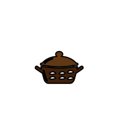 Brown cooking pot icon