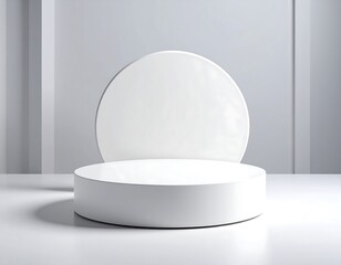 White circular podiums on a white background