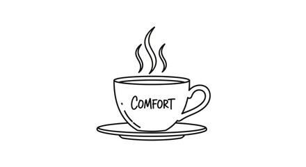 Minimalist Comfort Cup Line Art Vector