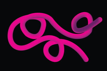 Abstract glowing pink and purple wavy lines on black background