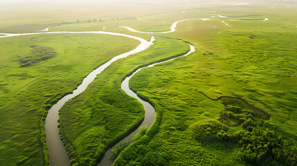 WindingRiverThroughGreenWetlands