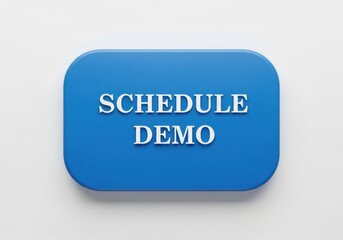 Blue schedule demo button isolated on white background