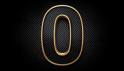 Obraz premium A digital render features the number zero. It is gold-trimmed, inside a black carbon fiber background