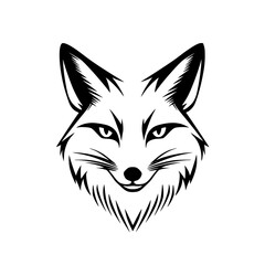 Fototapeta premium Black and White Stylized Fox Head Illustration