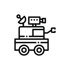 An outlined graphic shows a robotic rover with a dish antenna wheels camera and a small robotic arm