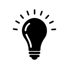 Simple black and white lightbulb icon symbolizing idea generation and innovation