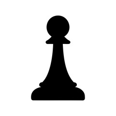 Isolated Pawn Piece in Black Silhouette on a White Background for Chess