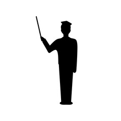 Silhouette of a Graduate with Pointing Stick, Symbolizing Education and Achievement