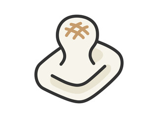 膨らんだ、餅のアイコン（線画カラー）のイラスト